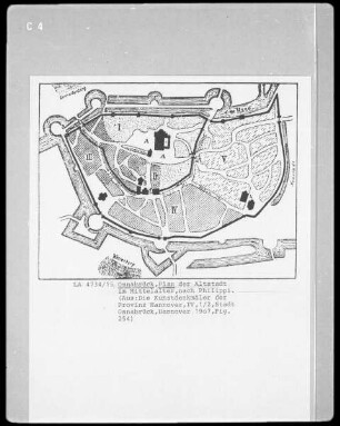 Plan der Altstadt von Osnabrück im Mittelalter
