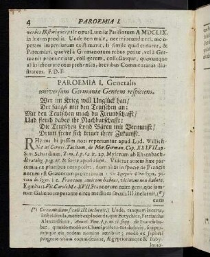 4-7 Paroemia I, Generalis universam Germaniae Gentem respiciens
