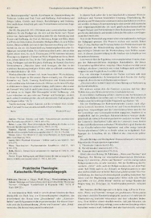 Praktische Theologie: Katechetik/Religionspädagogik