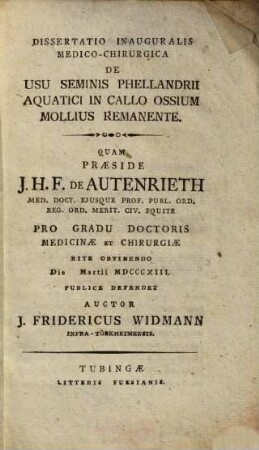 Dissertatio inauguralis medico-chirurgica de usu seminis phellandrii aquatici in callo ossium mollius remanente