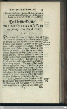 Das dritte Capitel. Von der Staatsverfassung des Königreichs Frankreich