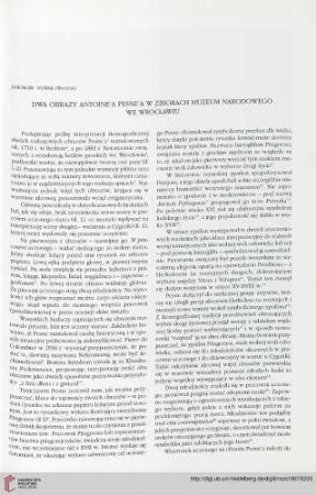 Dwa obrazy Antoine' a Pesne 'a w zbiorach Muzeum Narodowego we Wrocławiu