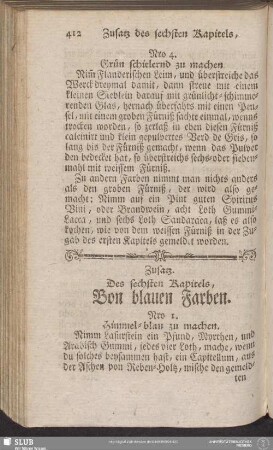 Zusatz. Des sechsten Kapitels, Bon blauen Farben
