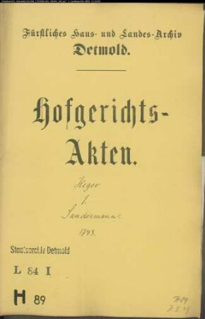 Heger, Simon Henrich zu Westorf gegen Krüger Hans Sundermann zu Westorf - Abrechnung über verpfändete Länderei