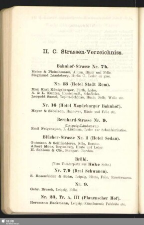II. C. Strassen-Verzeichniss