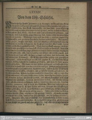 LXXXIV. Von dem Löse-Schlüssel