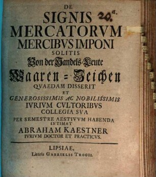 Programma de signis mercatorum, mercibus imponi solitis ...