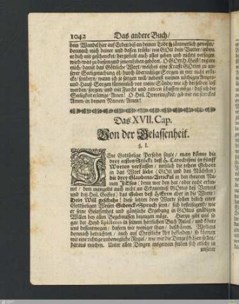 Das XVII. Cap. Von der Gelassenheit.