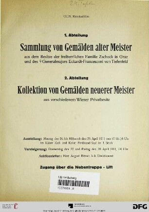 Nr. 209: Kunstauktion / Dorotheum: Versteigerung: Donnerstag, den 27. und Freitag, den 28. April 1911
