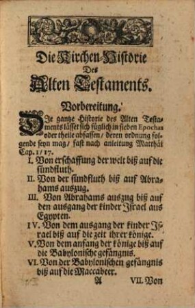 Kurzgefaßte Kirchen-Historie des Alten und Neuen Testaments