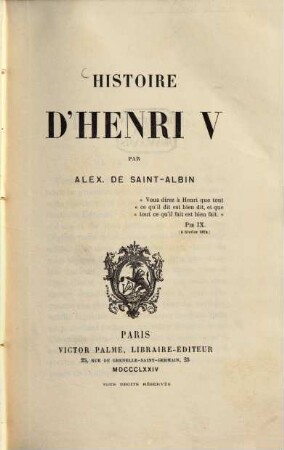 Histoire d'Henri V