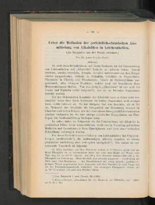 Ueber die Methoden der gerichtlich-chemischen Ausmittelung von Alkaloiden in Leichentheilen.