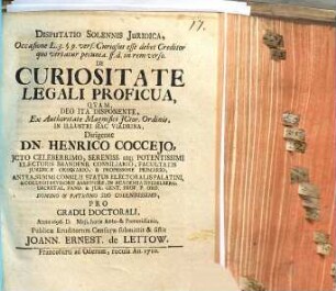 Disputatio solennis iuridica, de curiositate legali proficua