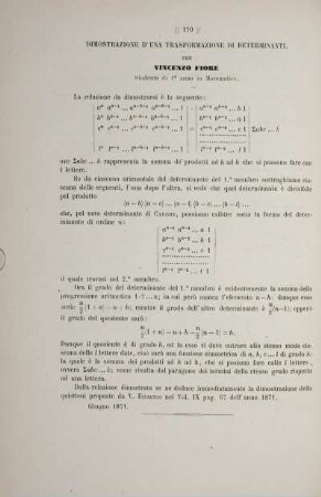 Dimostrazione d'una trasformazione di determinanti.