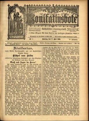 Erste Ausgabe vom Sonntag, den 27. Mai 1900.