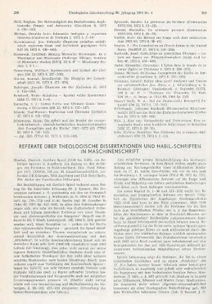 Referate über theologische Dissertationen und Habil.-Schriften in Maschinenschrift