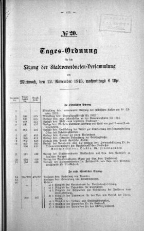 Tages-Ordnung No. 20 (282-292), 12. November 1913