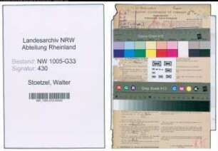 Entnazifizierung Walter Stoetzel , geb. 12.08.1897 (Lehrer)