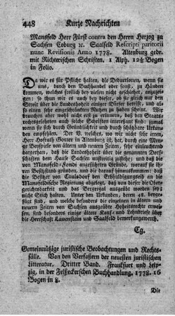 : Gemeinnützige juristische Beobachtungen und Rechtsfälle. Bd.3.