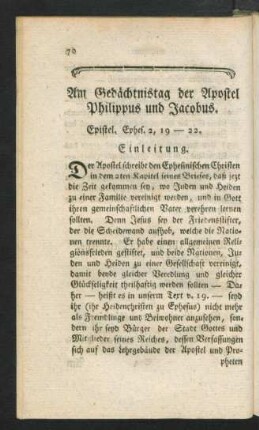Am Gedächtnistag der Apostel Philippus und Jacobus ...