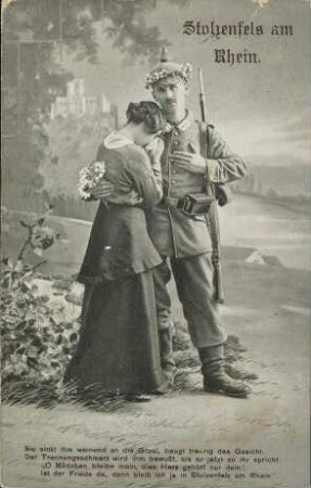 Stolzenfels am Rhein. Sie sinkt ihm weinend an die Brust [...]