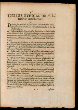 Theses Ethicae De Virtutibus intellectivis.