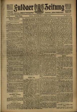 Erste Ausgabe vom Donnerstag, den 12. Januar 1911.