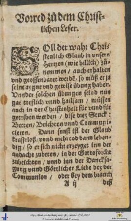 Vorred zuo dem Christlichen Leser
