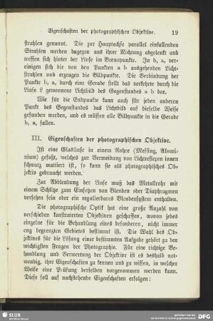 III. Eigenschaften der photographischen Objektive