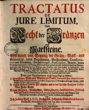 Tractatus de jure limitum : vom Recht der Gränzen und Marksteine