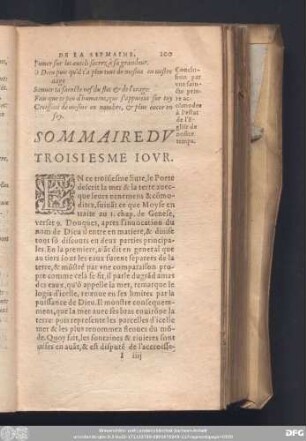 Sommaire Du Troisiesme Jour.