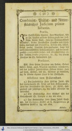 Combinirt- Prälat- und Ritterständisches Judicium primae Instantiae.