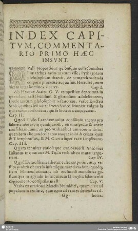 Index Capitum, Commentario Primo Haec Insunt