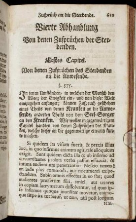 Vierte Abhandlung Von denen Zusprüchen der Sterbenden.