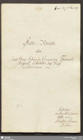 Fahr-Bericht über das Berg-Gebaeude Churprinz Friedrich August Erbstolln bey Gross-Schirma - 18.6400 4.
