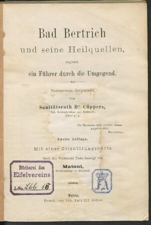 Bad Bertrich und seine Heilquellen : zugleich ein Führer durch die Umgegend