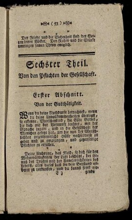 Sechster Theil. Von den Pflichten der Gesellschaft.