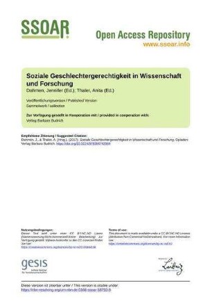 Soziale Geschlechtergerechtigkeit in Wissenschaft und Forschung