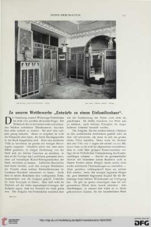 Zu unserm Wettbewerbe "Entwürfe zu einem Einfamilienhaus"
