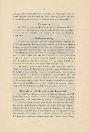 Verwaltung ; Betriebseröffnung
