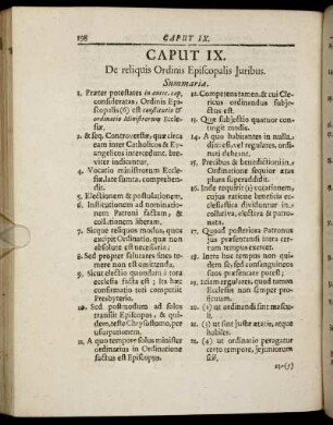 Caput IX. De reliquis Ordinis Episcopalis Juribus.