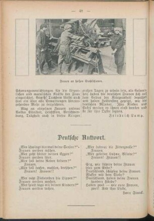 Frauen an heißen Stahlschienen.