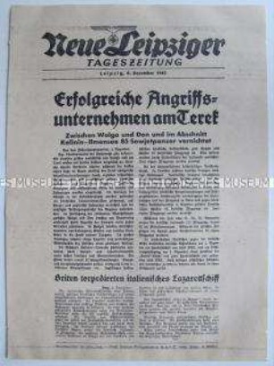 Extrablatt der "Neuen Leipziger Tageszeitung" u.a. zu Kampfhandlungen im Wolga-Don-Gebiet im Abschnitt Kalinin-Ilmensee
