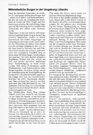 Mittelalterliche Burgen in der Umgebung Lübecks