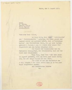 Brief an Bernhard Sekles : 07.08.1931