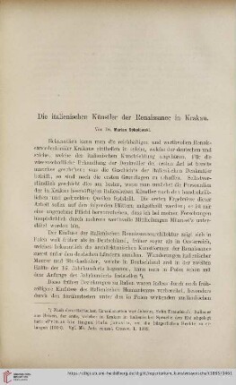 Die italienischen Künstler der Renaissance in Krakau