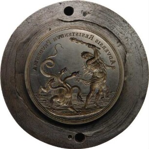 Prägestempel der Medaille auf König August II. von Polen - Polnische Thronbefestigung (Rückseite, große Ausführung)