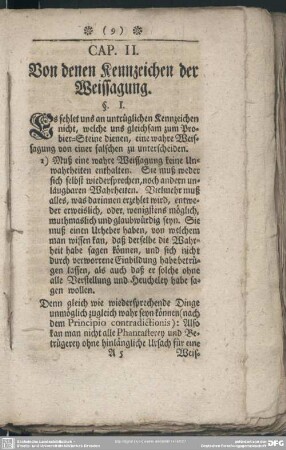 Cap. II. Von denen Kennzeichen der Weissagung