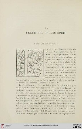 2. Pér. 33.1886: La fleur des belles épées : l'épée de César Borgia