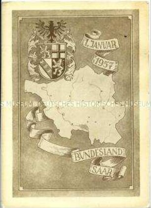 Postkarte zum Beitritt des Saarlandes zur Bundesrepublik